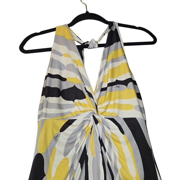 Trinia Turk Womens Small Dress Silk Halter Neck Tie Cover-Up Abstract Retro - Picture 4 of 12